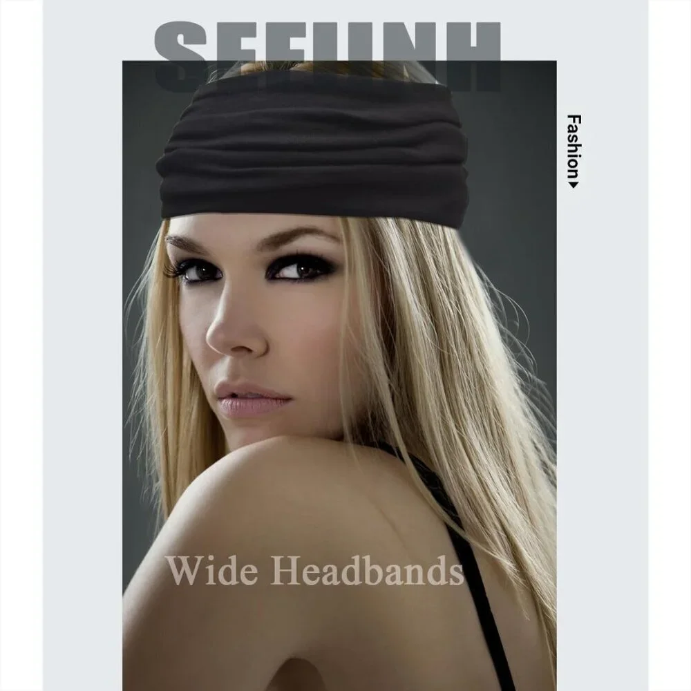 Wide Headbands for Women Stretch Boho Hair Bands Turban Workout Accessories 6 Pa